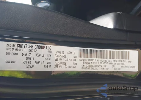 2013 Dodge Durango Crew from USA, damaged, VIN 1C4RDHDG4DC650990